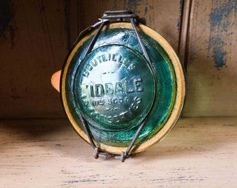 Vintage 350ml Canning / Preserve Jar by L'Ideale - French Old Aqua Green Glass