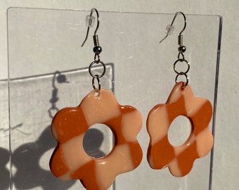 Handmade Glazed Polymer Clay Checkered Earrings