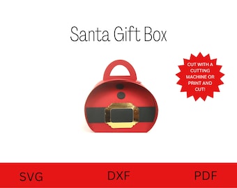 SVG Santa Foldover Box, Gift Box, Christmas Gift Box, GIft Box Template, Party Favors, Santa Gift Box