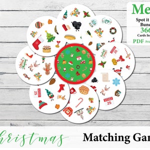 Christmas Spot It, Juego de correspondencias, Juego de Navidad imprimible