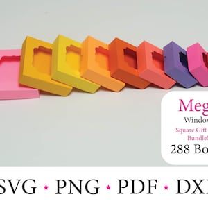 SVG Gift Box, Box Template, Square Gift Box, Favor Boxes, Great for Small Business Packaging, Window Box