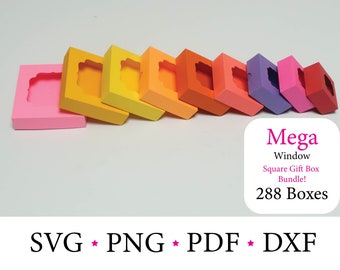 SVG Gift Box, Box Template, Square Gift Box, Favor Boxes, Great for Small Business Packaging, Window Box