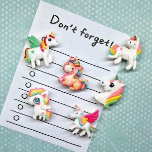 Unicorn Magnets × 6/Fridge Magnets/Novelty Magnets/Message Board Magnets/Unicorn Decor