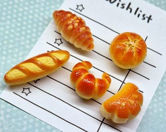 Set van 5 broodmagneten, croissant, stokbrood, brood - nieuwigheid koelkastmagneten