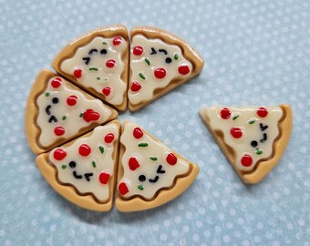 Pizza Magnets × 6/Message Board Magnets/Food Magnets/Novelty Magnets/Kitchen Magnets/Pizza Slice/Fake Food