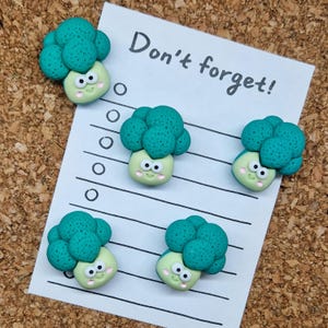 Broccoli Push Pins × 5/Green Push Pins/Broccoli Thumb Tacks/Notice Board Cork Board Push Pins/Pins for Board/Veggie Push Pins