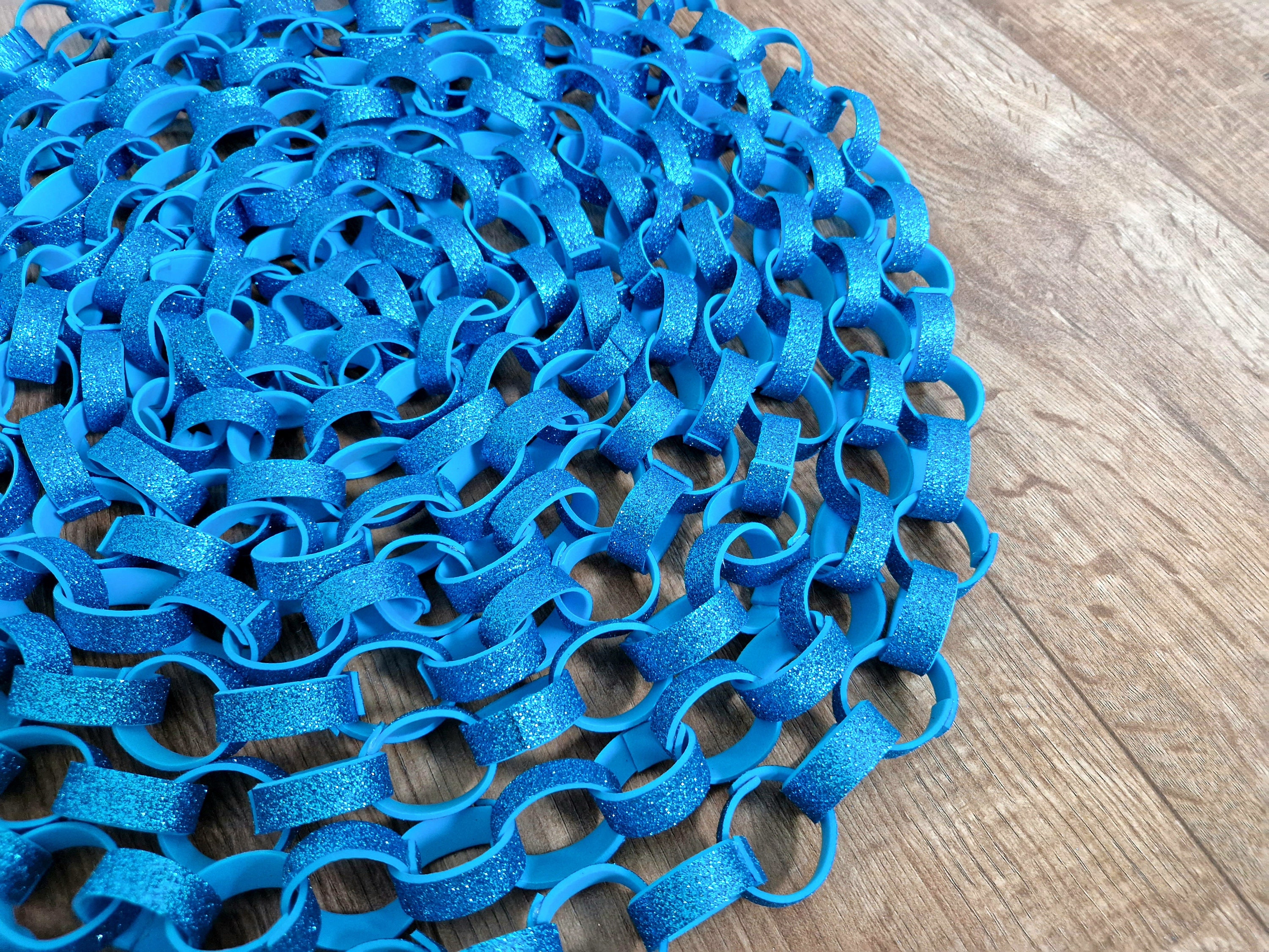Blue Paper Chain Glitter Foam Chain Garland: Blue Paper Chain Decoration for Parties ...