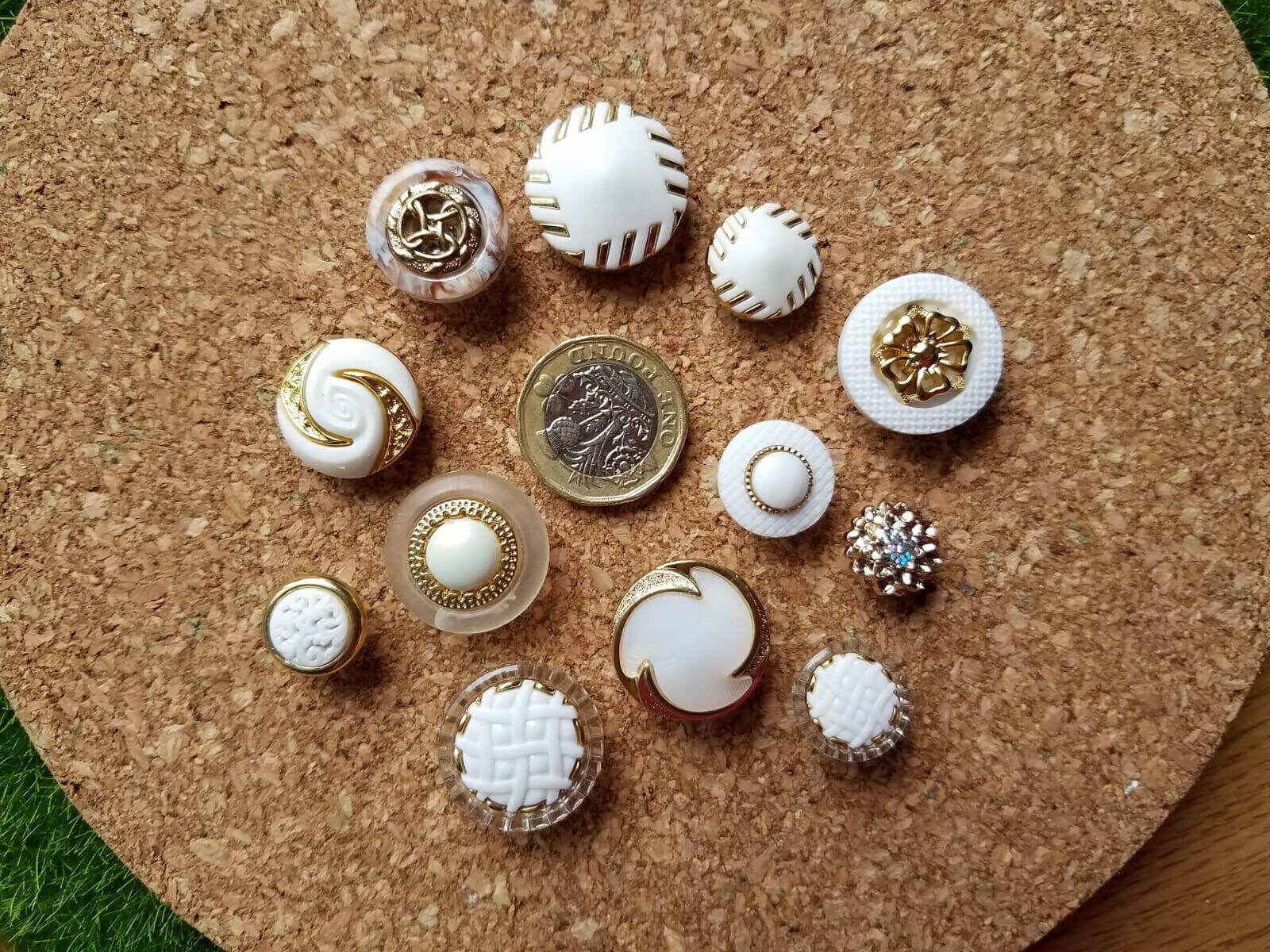 Novelty White Gold Button Push Pins set of 12/Cork Board Thumb Etsy