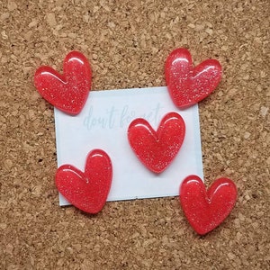 Red Heart Push Pins × 5/Heart Thumb Tacks/Cork Board Push Pins/Pins For Board/Valentine Drawing Pins/Thumb Tack Set