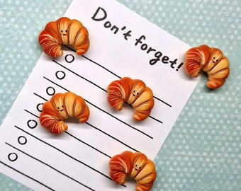Croissant Magnets × 5/Breakfast Brunch Magnets Set/Fridge Magnets/Memo Board Magnets/Food Magnets