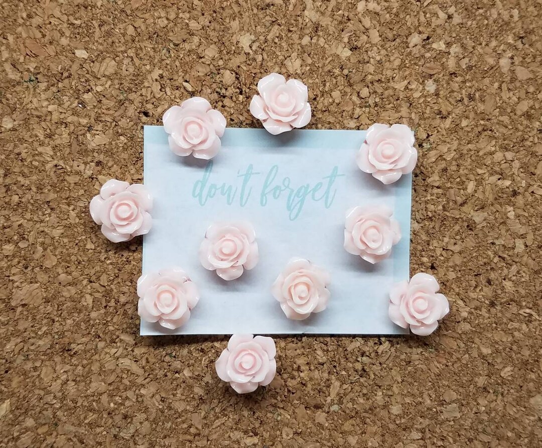 Pink Rose Push Pins 10/light Pink Push Pins/rose Thumb Etsy