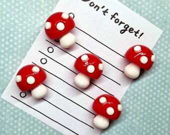 Red Mushroom Magnets × 5/Toadstool Magnet/Memo Board Magnets/Fridge Magnets/Novelty Magnets