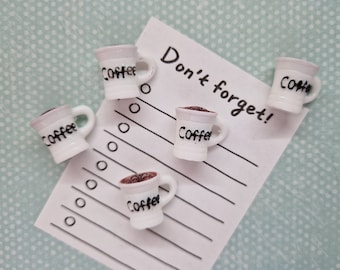 Coffee Cup Magnets × 5/Magnets for Board/Coffee Mug Magnets/Coffee Magnets/Fridge Magnets