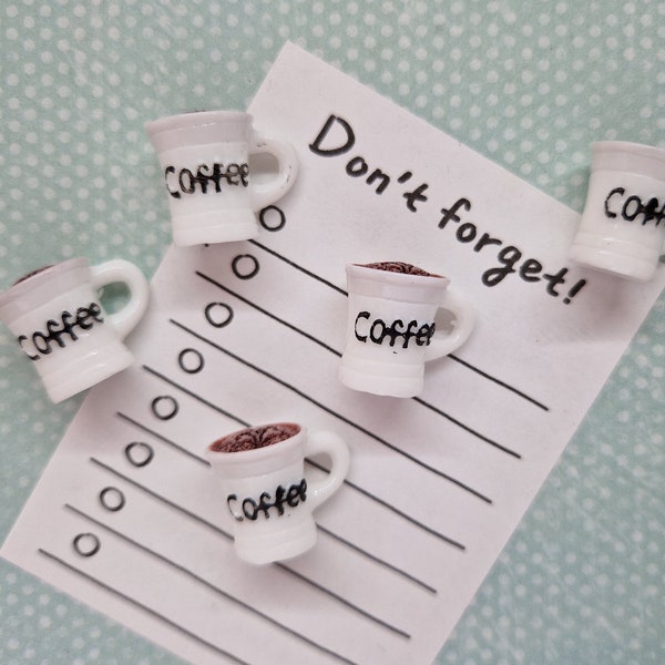 Coffee Cup Magnets × 5/Magnets for Board/Coffee Mug Magnets/Coffee Magnets/Fridge Magnets
