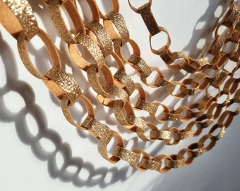 Gold Glitter Felt Garland, Sparkly Chain Bunting for Christmas, New Year