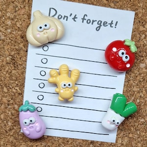Vegetable Push Pins × 5/Veggie Push Pins/Thumb Tack Set/Notice Board Cork Board Push Pins/Pins for Board
