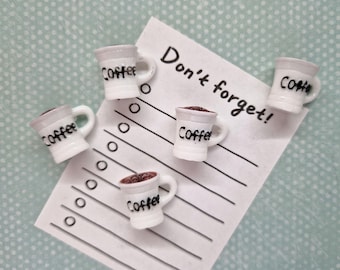 Coffee Cup Magnets Set, Resin Fridge Magnets, Teacher Gift