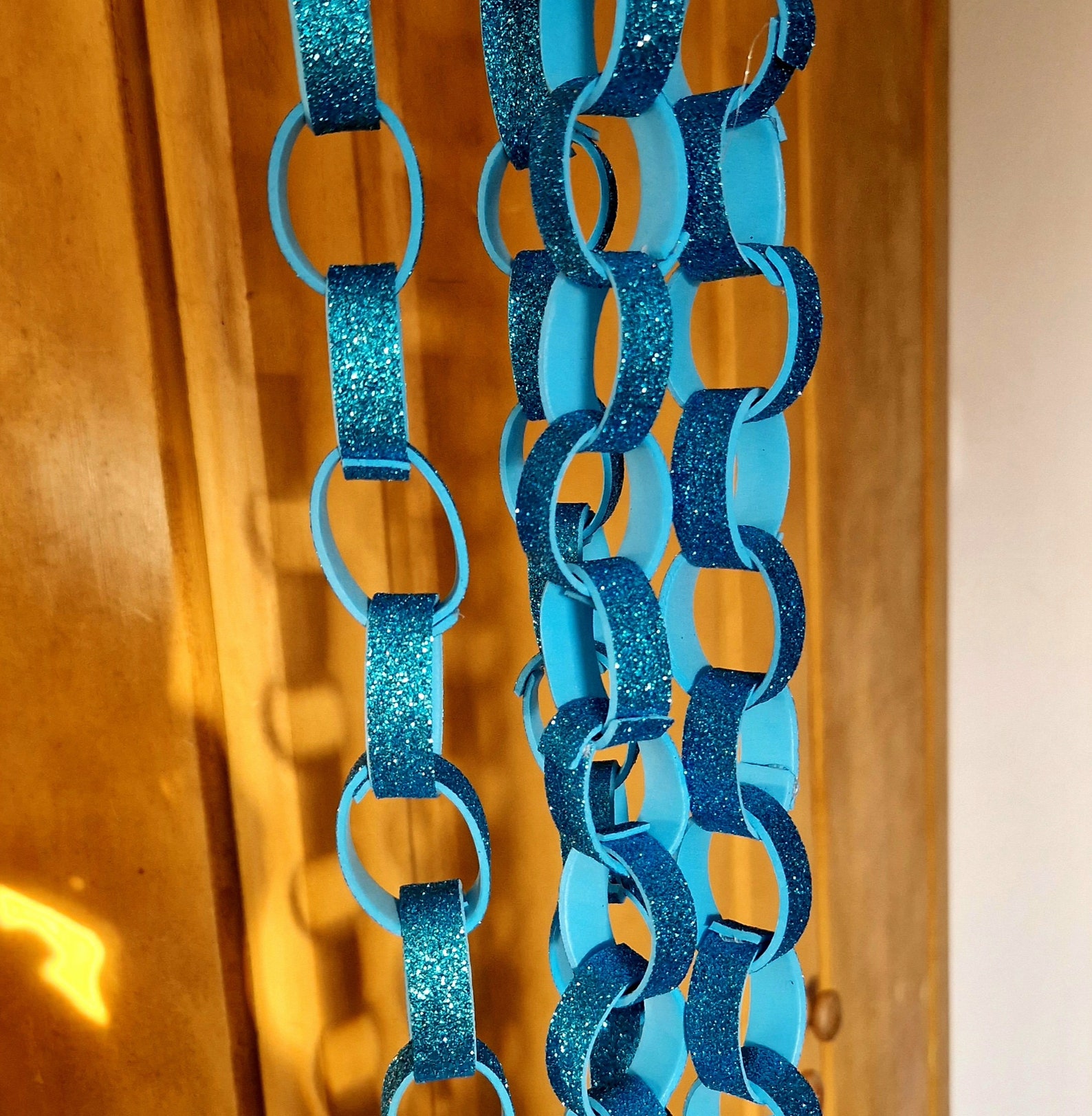 Paper Chain Blueberry Glitter Foam Chain Garland: Blue Paper Chain Decoration for Parties ...