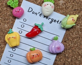 Vegetable Push Pins × 7/Veggie Push Pins/Thumb Tack Set/Notice Board Cork Board Push Pins/Pins for Board