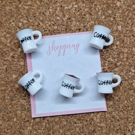 Coffee Cup Push Pins 5/coffee Thumb Tacks/drawing Pins/cork Board Pins/white  Push Pins 