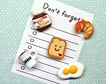 Breakfast Magnet Set × 5/Egg Croissant Toast Milk Coffee Magnets/Fridge Magnets/Memo Board Magnets/Food Magnets