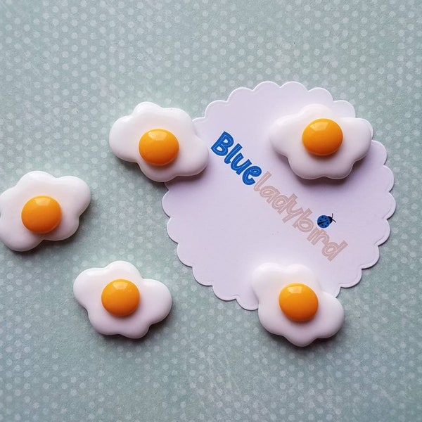 Set of 5 Fried Egg Magnets, Novelty Kitchen Decor, Memo Board Magnets