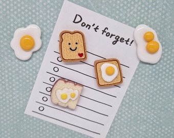 Egg and Toast Magnets × 5/Message Board Magnets/Fried Eggs Fridge Magnets/Novelty Magnets/Kitchen Magnets/Breakfast Fry Magnets/Egg Magnets