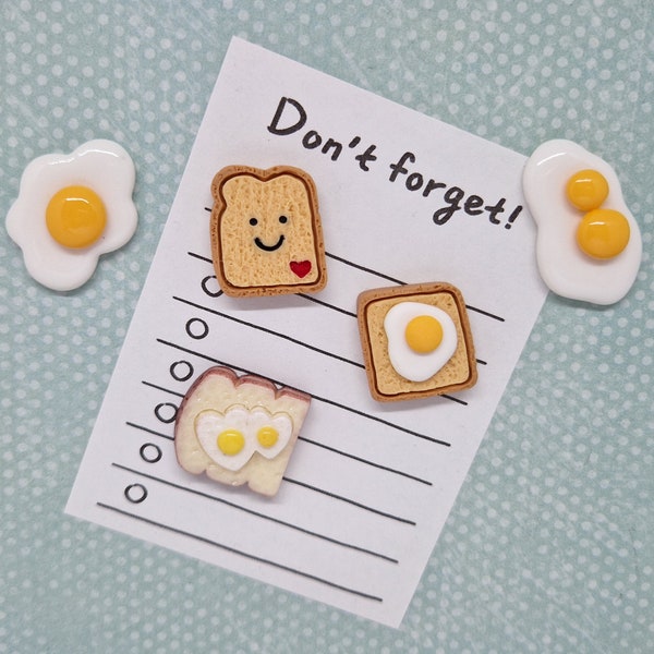 Egg and Toast Magnets × 5/Message Board Magnets/Fried Eggs Fridge Magnets/Novelty Magnets/Kitchen Magnets/Breakfast Fry Magnets/Egg Magnets