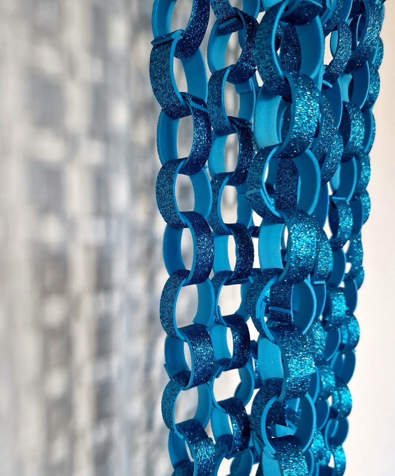 Paper Chain Blueberry Glitter Foam Chain Garland: Blue Paper Chain Decoration for Parties ...