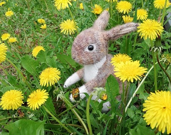 Knitted Rabbit Lover Gift, Wild Stuffed Animal, Stuffed Bunny Toy
