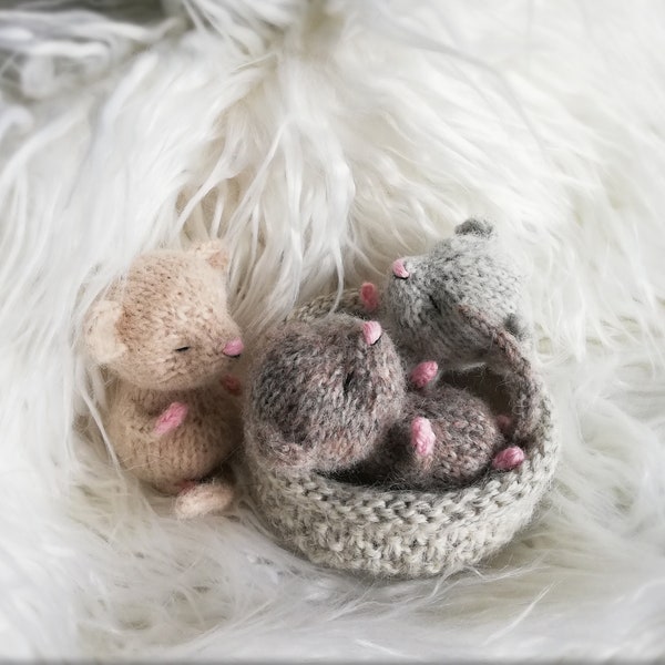 Little Sleeping Mouse in the Lair * Knitted Mouse Toy