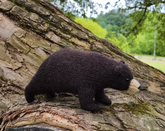 Knitted Black Bear Toy * Realistic Knitted Animals * Knitted Gifts for Wildlife Lovers * Nature Inspired Gift