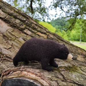Knitted Black Bear Toy Realistic Knitted Animals Knitted Gifts for Wildlife Lovers Nature Inspired Gift image 1