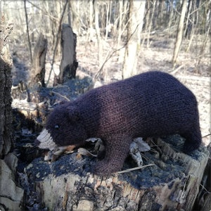 Knitted Black Bear Toy Realistic Knitted Animals Knitted Gifts for Wildlife Lovers Nature Inspired Gift image 5