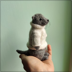 Knitted River Otter toy in pullover * Realistic otter gift * Exclusive Animal Lover Gift