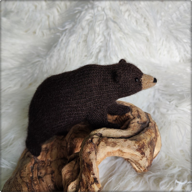 Knitted Black Bear Toy Realistic Knitted Animals Knitted Gifts for Wildlife Lovers Nature Inspired Gift image 9