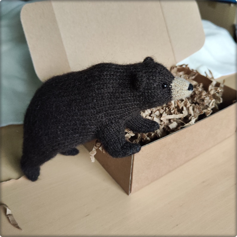 Knitted Black Bear Toy Realistic Knitted Animals Knitted Gifts for Wildlife Lovers Nature Inspired Gift image 7