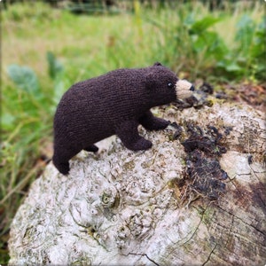 Knitted Black Bear Toy Realistic Knitted Animals Knitted Gifts for Wildlife Lovers Nature Inspired Gift image 3