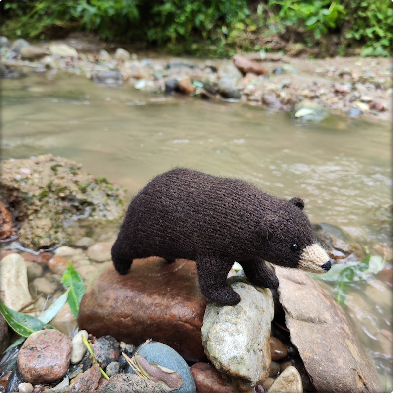 Knitted Black Bear Toy Realistic Knitted Animals Knitted Gifts for Wildlife Lovers Nature Inspired Gift image 6