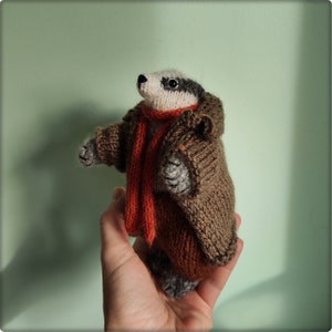 Knitted Mr. Badger Character Toy * Knitted Stuffed Animals for Wildlife Lovers * Books and Nature inspired gifts