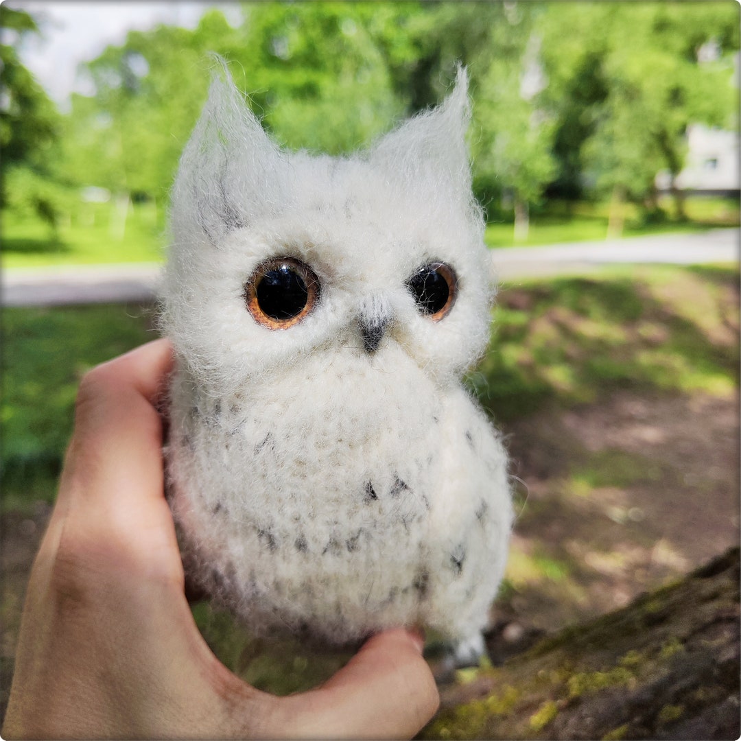 Snowy Owl From the Realistic Knitted Birds Collection Stuffed