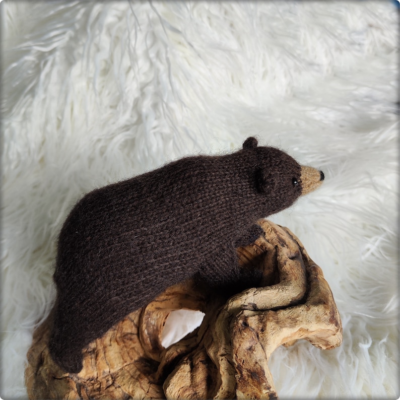 Knitted Black Bear Toy Realistic Knitted Animals Knitted Gifts for Wildlife Lovers Nature Inspired Gift image 10