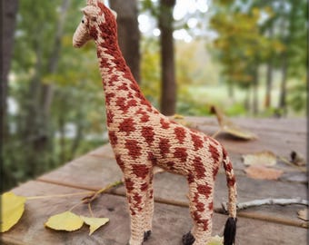 Hand-Knitted Giraffe Toy – Unique Safari Animal Plush for Home Decor
