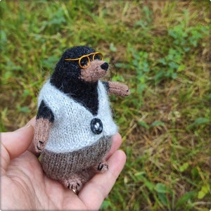 Knitted MOLEY Character toy * Dressed Wise Mole toy * Mole plush Gift for Nature Lovers * Wind in the Willows stories