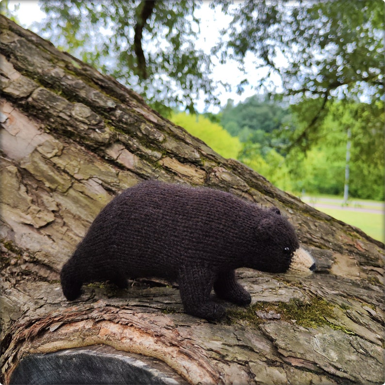 Knitted Black Bear Toy Realistic Knitted Animals Knitted Gifts for Wildlife Lovers Nature Inspired Gift image 1