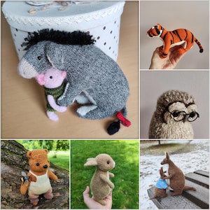 Ultimate Pooh and Friends Characters Collection – Hand-Knitted Bear Pooh, Piglet, Eeyore, Tiger, Kanga & Roo, Rabbit, Owl Plush Toys