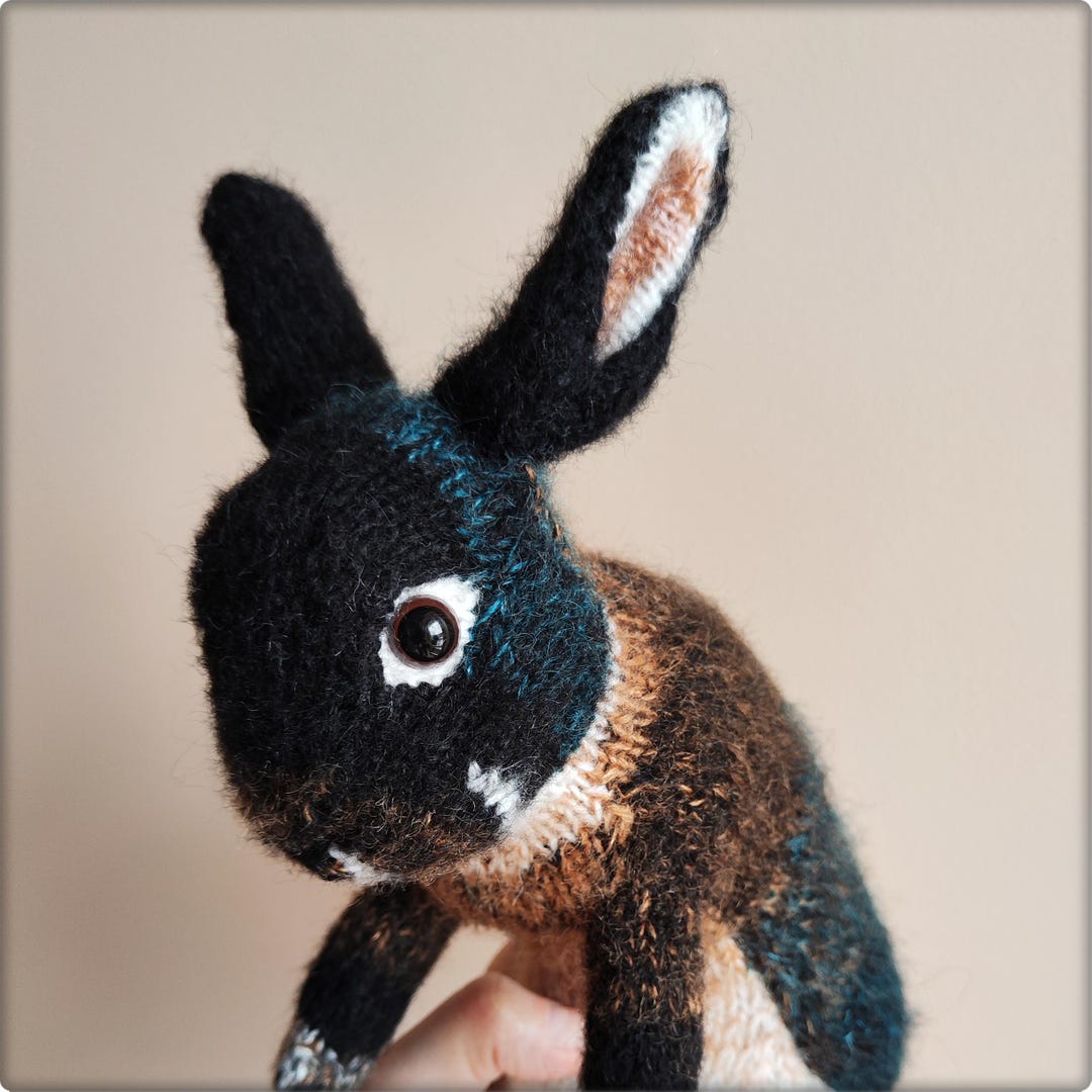 その他 70% BLACK RABBiT 12 COLOR SET Knitted Black Otter Rex, Rabbit Lover Gift for Easter, Wild