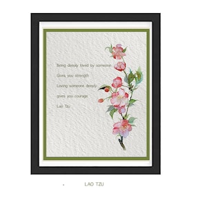 Love Poem Lao Tzu Wall Art Quote Being Deeply Loved Framed Floral Watercolor Tao Te Ching Mother&#39;s Day