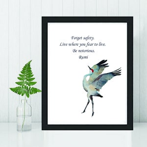RUMI FORGET SAFETY Wall Art Framed Print -Be Notorious-Framed Inspirational Quote-Motivational Quote-Islamic Poetry-Sufism-Wisdom-Zen