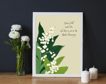 Robert Browning Quote cross stitch chart pattern whimsical floral cottage shabby chic Love marriage simple 14 count God Be Thanked